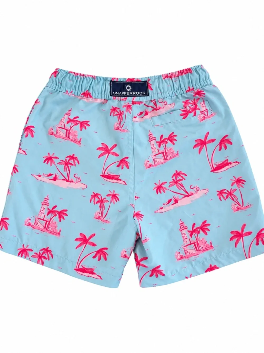 Snapper Rock Boys Aqua Pink Tropical Swim Trunks Size 4